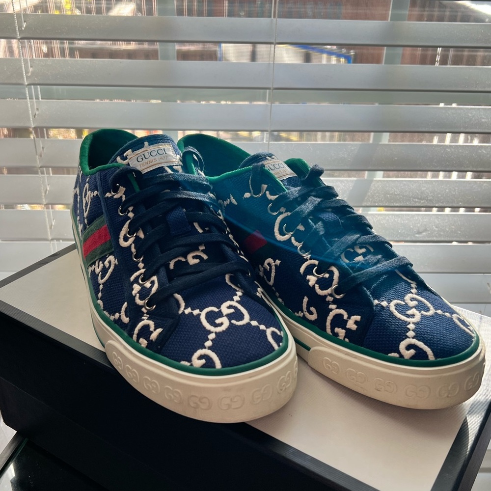 Men’s Gucci Blue Canvas Tennis 1977 Sneakers